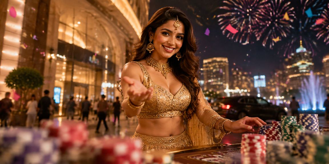 Indian woman using casino app on mobile