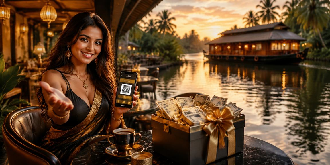Indian woman using mobile payment app