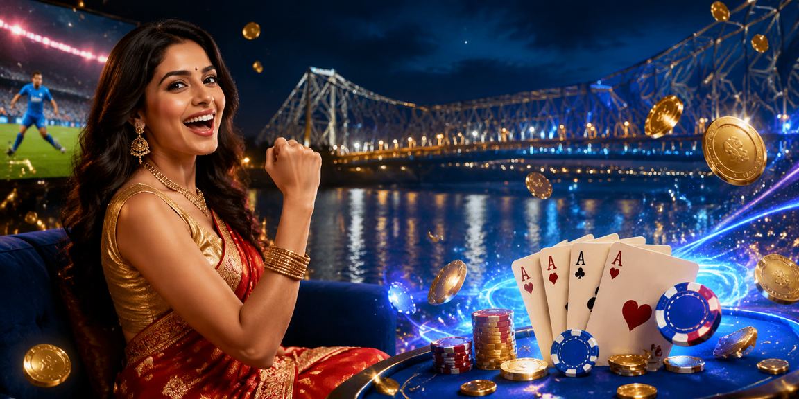 Indian woman playing Teen Patti online on laptop